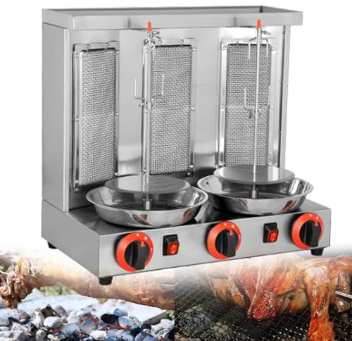 Horno Asador Giratorio De 360 ​​°, Máquina Vertical Para Parrilla Doner Kebab, Parrilla Para Barbacoa, Horno Asador Vertical Profesional a Gas, Electrodomésticos De Acero Inoxidable,Silver-B