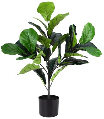 Yesaler Plante Artificielle à Feuilles de Violon Figuier Artificiel en Pot Arbre Artificiel avec Troncs pour Intérieur Extérieur Maison Bureau Balcon Décoration (80cm)