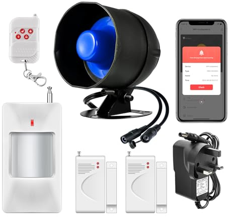 Fuers Home Security Systems WiFi Burglar Alarm System 120 dB Home Alarm Systems 6 Piece PIR Motion Alarm Sensor with Remote Control Shed Alarm System with Free App Notification for Home Safety