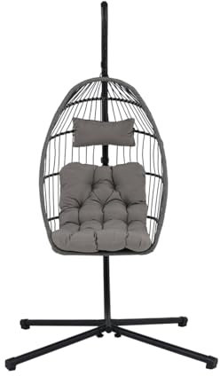 Acomoda Textil - Balancín de Jardín Exterior con Cojín Acolchado, Mullido y Cómodo. Hamaca Colgante Plegable 103x103x197 con Estructura de Acero Resistente para Terraza, Balcón y Patio.