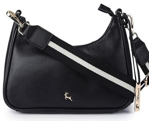 Ashwood Real Leather Crossbody Bag for Women – Gold Hardware with Adjustable Webbing Strap - Compact Everyday Shoulder Bag: 64296