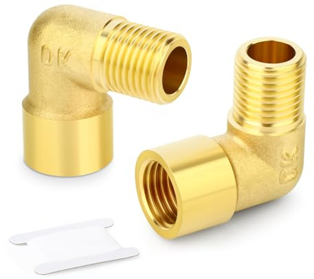 TAILONZ 2St 90° Messing Winkelverbinder 1/8 BSP Außen-Innengewinde | Massiver Barstock-Winkel, korrosionsbeständig, zuverlässige Abdichtung, für Luft, Wasser und Gas.