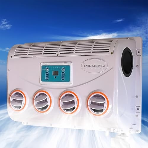 Condizionatore D'aria da Tetto per Camper da 100W, 12V/24V CC, 32 Tubi in Alluminio, Potenza di Raffreddamento 1,2T, Evaporatore a Parete, Universale per La Modifica Dell'aria Condizionata,12V