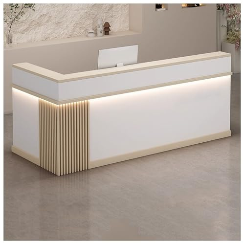 FENGZEQUAN Empfangstheke, Empfangstresen, Rezeption, Rezeptionstheken, Laden-Theke Verkaufstheke Verkaufstisch, Büromöbel Rezeptionsmöbe mit Schubladen und Schrank(B2,140cm/55in)