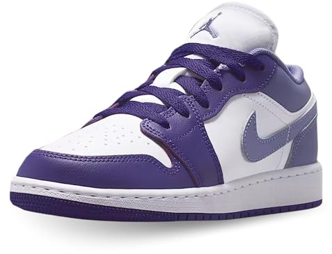 Air Jordan 1 Low Big Kids' Shoes (Court Purple/White/Dusty Amethyst) Size 4
