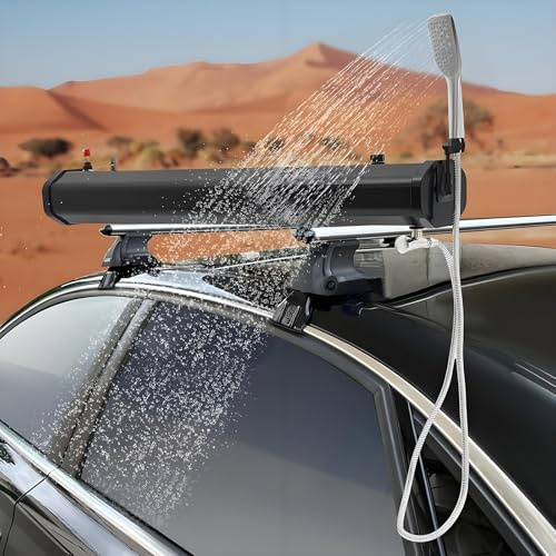 ZYLDDS Pressurisé Portable de Douche Camping 18L/20L30L, Réservoir d'eau Pressurisé Chauffé par Le Soleil,Montage sur Galerie De Toit,pour Lavage Auto, Randonnée & Expéditions Hors-Piste 30L