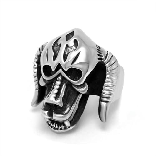 fycouyee Persönlichkeit Retro Titan Stahl Schmuck Horror Horn Monster Ring