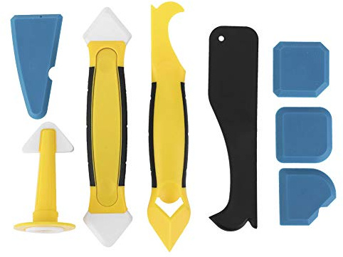 8PCS Silicone Caulking Tool Kit, Plastic Caulk Remover Putty KnifeCorner Scrapers Grout Removal or Kitchen Bathroom and Window