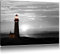 Pixxprint Leuchtturm im Sonnenuntergang, Größe: 100x70cm, Leinwandbild, fertig gespannt, Wandbild, Dekoration, Kunstdruck, kein Poster