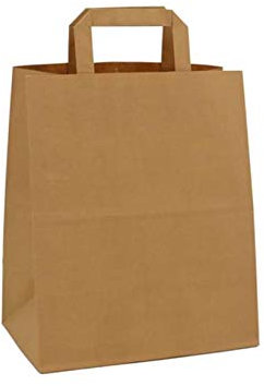 C.N. Shopper Carta Sacchetti di Carta con Manici Avana 32x45 cm 100 PZ Shopper Busta in Carta Kraft Marrone Borsa Ecologica per Negozi