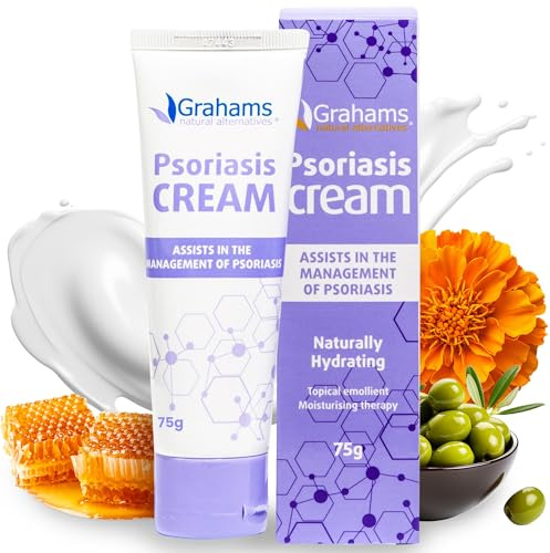Grahams Natural Moisturising Psoriasis Cream - For Body, Face & Scalp Psoriasis Treatment - Calendula, Manuka Honey, Urea - Scale, Dry Skin & Itch Relief - Clinically Proven, Steroid-Free, 75g