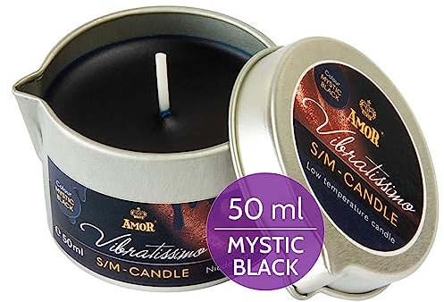Vibratissimo S/M Kerze Mystic Black 50 ml I Niedertemperatur-Kerze in schwarz I hochwertiger Kerzenwachs geruchlos I Tropfkerze für Erotik Spiele I romantische Massagekerze für Paare I Wax Candle