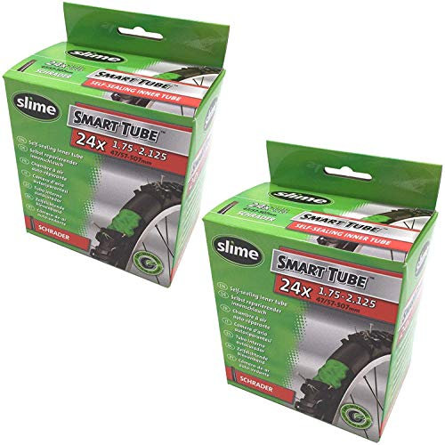 Slime 24 X 1.75-2.125 Self Healing Inner Tubes with Schrader Valve & Ano Adapters (Pair)