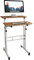 DlandHome Stehpult Laptoptisch Höhenverstellbar mit Rollen Büro Stehtisch Beistelltisch Betttisch auf Rollen Höhenverstellbar von 70 bis 115CM computertisch mit Rollen Mobile Schreibtisch, Eiche