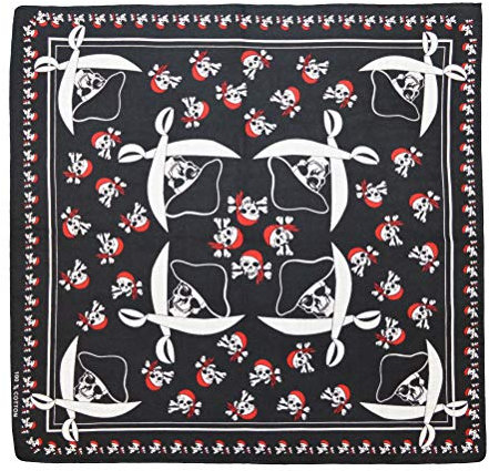 Multifunktion Bandana-Tuch Nickitücher Halstuch Kopftuch Zimmermanns- und Richtfesttücher 100% Baumwolle / Cotton Mund-Nasen-Bedeckung Biker Rad Outdoor Schweißtuch Stirnbänder (Skull Piraten - Black)