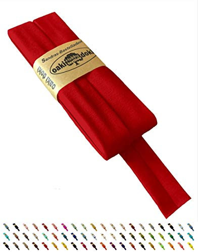 Sandras-Bastelladen Oaki Doki Schrägband/Einfassband Tricot de Luxe Jersey gefalzt 3m x 20mm 620-Rot
