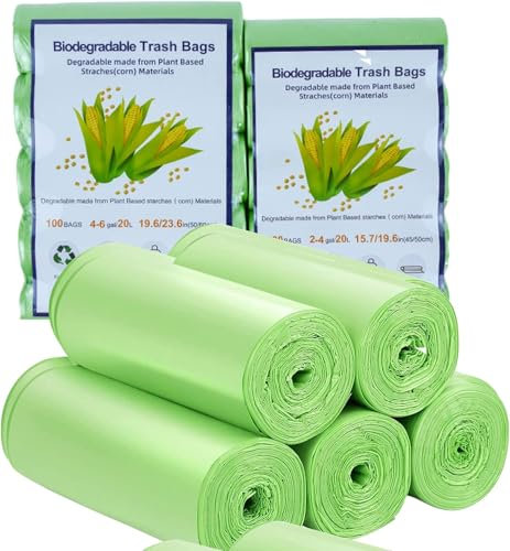Bin bags, Thicken Biodegradable Small Bin Bags,trash liners bags 100PCS Pedal Bin Liners 10L(4gal), Small Pedal Trash Bags for Office, Bathroom Kitchen (10L(2.6gal))