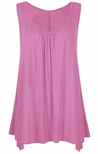 STAR FASHION Womens Hanky Hem Top Plus Size Ladies Sleeveless Scoop Neck Henky Vest Top Summer Wear Bottle Green UK 20-22