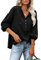 PLOKNRD Black Hooded Jumper Women Button Down Lightweight hoodies for Autumn