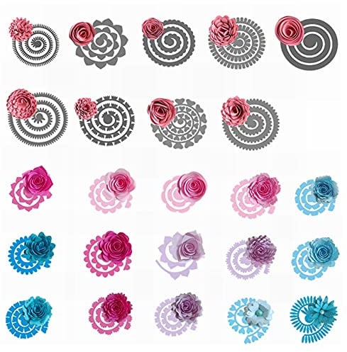 Briartw 24 fustelle in metallo a forma di fiore 3D a forma di rosa, set di fustelle per fai da te, goffratura, stencil, stencil, fai da te, artigianato, biglietti, biglietti, biglietti d'auguri fatti