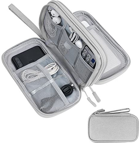 Skycase Electronic Organizer Travel Case - Waterproof Travel Cord Pouches for Organization, Cable Organizer, All-in-One Double Layers Storage Bag for Accessories, Charger, Cable, Grey-1