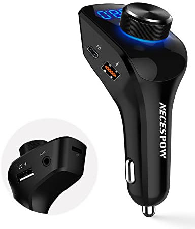 Bluetooth FM Transmitter USB C, NECESPOW Radio Adapter für Auto mit PD30W & QC3.0, MP3 Musikspieler UKW Sender, Transmitter Wireless Calling für Handy iPhone Android