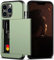 Nvollnoe for iPhone 13 Pro Case with Card Holder Heavy Duty Protective Dual Layer Shockproof Hidden Card Slot Slim Wallet Case for iPhone 13 Pro for Men&Women(Green)