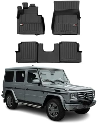 OMAC Fußmatten für Mercedes G Klasse W463 1990-2018 TPE 3X Schwarz | Premium, Gummimatten, Automatten, Allwetter, fahrzeugspezifisches Produkt, 3D-Passform, Antirutsch, wasserdicht