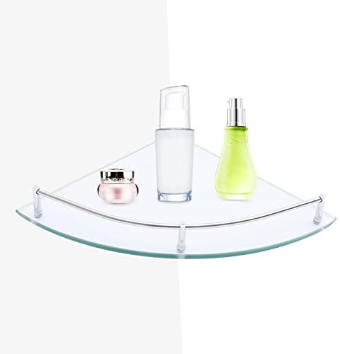 YISSALE Eckregal Glas Hängend Duschregal Bad Badezimmer Regal Dreieck Badregal 6mm Dusche Ablage