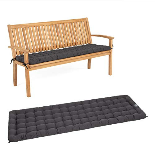 HAVE A SEAT Living - Gartenbank Auflage 160 cm - Bequeme Bankauflage Outdoor, 7 cm Dick - Waschbar bis 95°C, Orthopädisch, Wetterfest - Made in Germany (160x48 cm, Grau/Anthrazit)