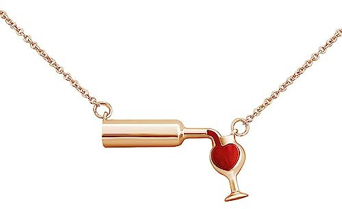 OdDdot Trendige Weinglas-Anhänger-Halskette Lässige Vogue Einfacher Edelstahl 18 Karat vergoldeter Kettenanhänger Schmuck Party-Geschenk