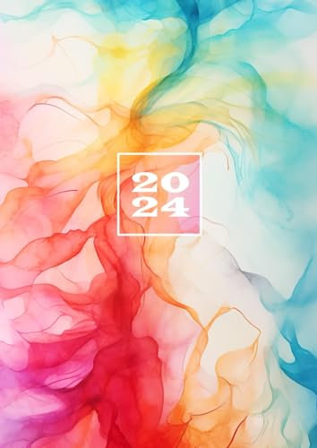 2024: A4 Buchkalender mit Uhrzeit 30 Minuten Takt | 8 – 17 Uhr Vertikal Montag – Sonntag | 1 Woche auf 2 Seiten mit Zeit Wochenplan | Terminkalender ... Terminplan | Reservierungsbuch | Wasserfarben