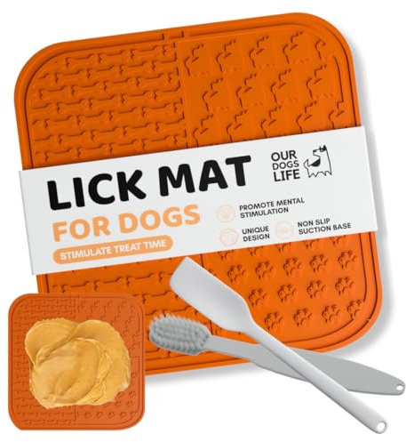 Slow Feeding licky mats for dogs with Suction Cup, Spreader, & Brush | Effective Boredom & Anxiety Reducer for Dogs | Anti Slip, Stimulating Design & Easy to Clean dog lick mats