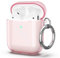 ULAK Compatible with Airpods Case Cover, Transparent Designed Soft TPU Shockproof Protective Case Accessories with Keychain for AirPod 2nd & 1st Generation [Front Led Visible] -Pink