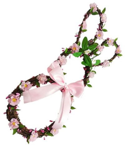 LIFKOME Hasengirlande Osterkranz Hase Osterdekoration Hasenkranz, Der Ostern Hängt Osterpartyzubehör Ostern-Wand-dekor -türhänger Weinreben-hasenkranz Osterhasen-dekor Ranke Rattan Zweig