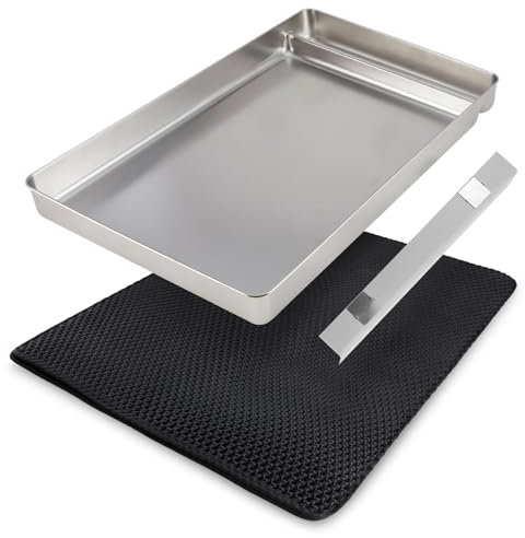 Bundle Set: Wiederverwendbare Katzentoilette aus Edelstahl, kompatibel mit Petsafe-Tablett für selbstreinigende Katzentoiletten, Geruchskontrolle, antihaftbeschichtet, leicht zu reinigen,