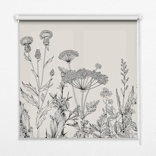 Tulup Für Fenster Rollos 140x180cm Durchlässig Innenbereich - Graue Blumen