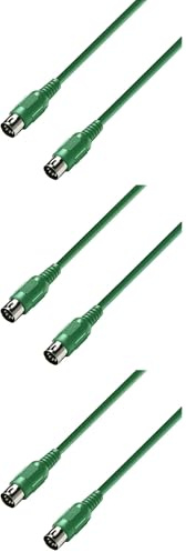Adam Hall Cables 3 STAR MIDI 0075 GRN - Cable MIDI 0,75 m verde (Paquete de 3)