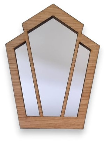 Super Cool Creations Pentagon Fan Art Deco Wooden Mirrors, 38cm x 29cm (15 x 11.5), Wall Mounted (Walnut)