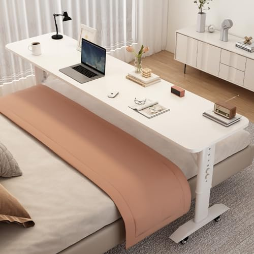 Betttisch mit Rollen - Mobiler Schreibtisch fürs Bett - Höhenverstellbar