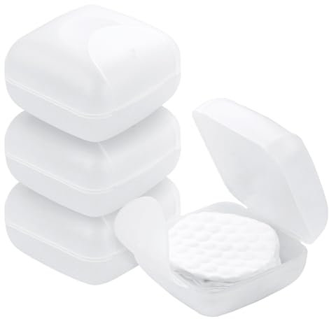 Etenpo Porta dischetti di cotone per cosmetici, 4 pezzi, in plastica, quadrati, multicolori, portatile, da viaggio e sigillato, adatto per struccanti di cotone, perline in 4 colori