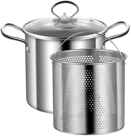 HoveeLuty Deep Fryer Pot with Basket, 3.5L Stainless Steel, 1.75L Oil Capacity, AC Adapter Powered