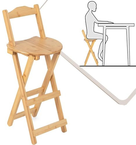 ZYXQQJ Klappbarer Hochstuhl 75cm Hohe Barhocker Aus Bambus Küchenstuhl Faltbarer Thekenhocker Für Erwachsene Im Innen- Und Außenbereich(Natural Wood Color,45cm)