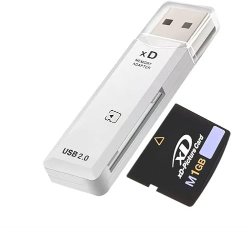 USB 2.0 Card Reader Fast Data Transfer for SD, and CF Cards, SD Card Reader Portable, Plug & Play, Memory Card Adaptor for Fuji and Olympus Cameras Compatible with Windows/Mac (White)