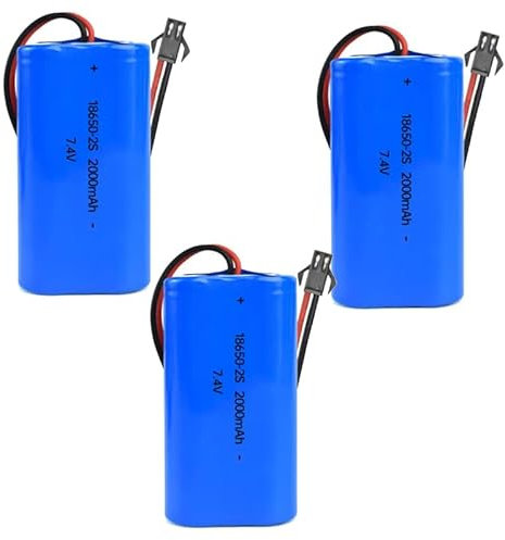 3Pcs 7.4V 2000mAh Li-ion Battery Pack RC Replacement Rechargeable Battery Pack Built-in 18650 * 2 Cell for Cars Airplane DIY, Fishing lights,Doorbell,Handheld Fan, Radio, Speakers, etc.