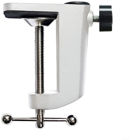 Feegow Set di morsetti a G, morsetti a G in alluminio resistente, staffa di montaggio con morsetto a C, base con morsetto a C, morsetto regolabile per microfono orizzontale (bianco)