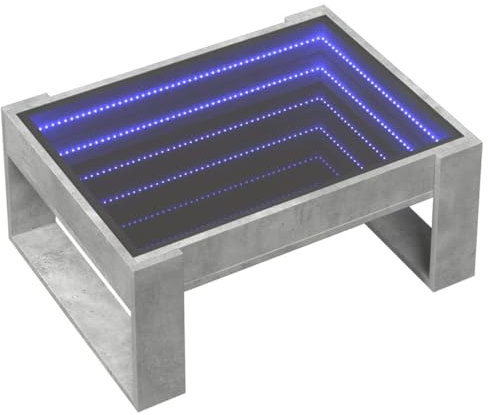 vidaXL Table Basse avec LED Infini Gris béton 70x53x30 cm, Table d'appoint, Table de Salon, Table latérale, Bout de canapé, Table Centrale