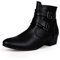 Stivali in pelle da uomo foderati impermeabili con tacco – Stivali a punta neri da moto con plateau – Moda Bianca Similpelle Scarpe da trekking Stivali invernali, Nero , 43 EU