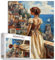 Tucocoo Elegante Frau Jigsaw Puzzle 1000 Stück Puzzles für Erwachsene, Antike europäische Städte Landschaft Kunst Puzzles für herausfordernde Familie Aktivität Spiele DIY Crafts Puzzle für Home Decor