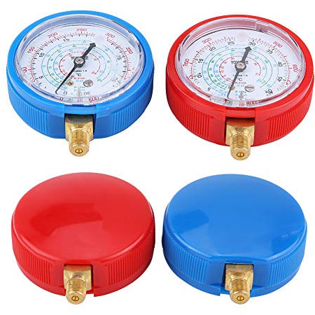 Klimaanlage R410A R134A R22 Hoch-Niederdruck-Messgerät-Set, Testen, Laden, Evakuieren, Auto-Klimaanlage, Messing, Blau, Rot, 0–500 Psi, 0–800 Psi